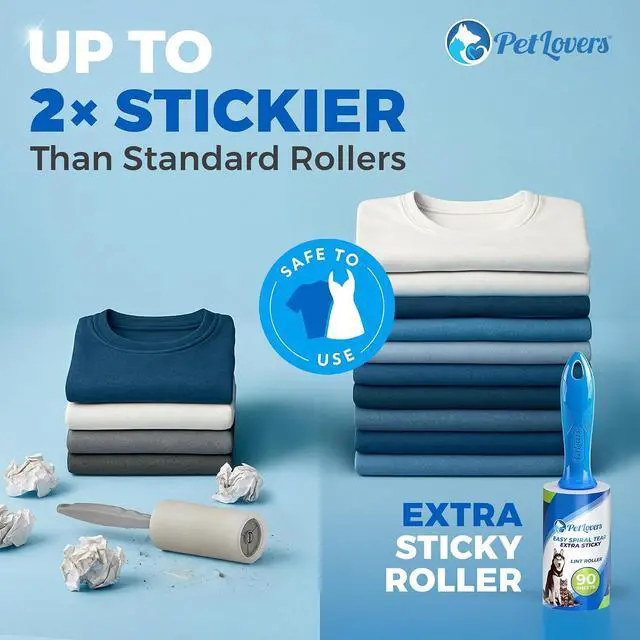 Alt view image 7 of 7 - PetLovers Extra Sticky Lint Roller Value Set 270 Sheets for Pet Hair Removal and Clothes, Dog and Cat Lint Remover, 3 Pack
