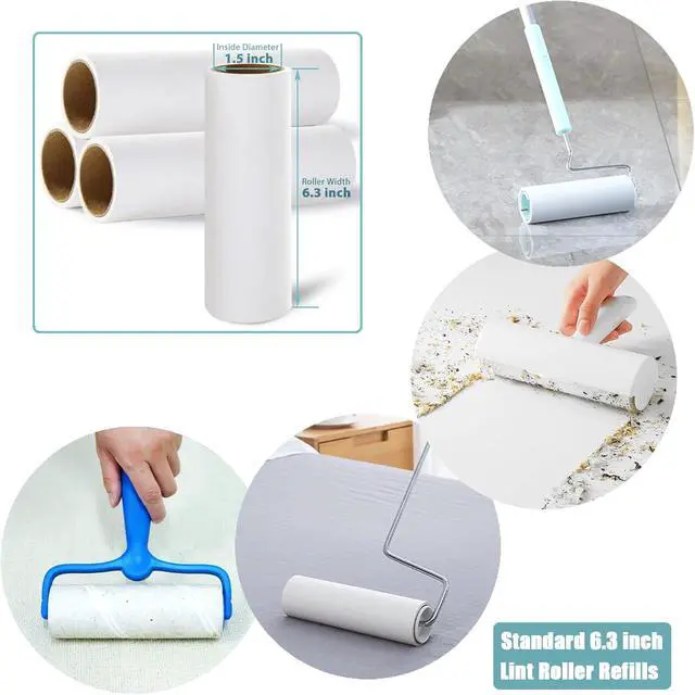 Alt view image 2 of 7 - 6.3 inch Large Lint Roller Refills for Pet Hair Extra Sticky Roller Refills 6.3 in Long Handle Lint Roller Replacement for Floor Carpet Couch Clothes (Pack of 4)
