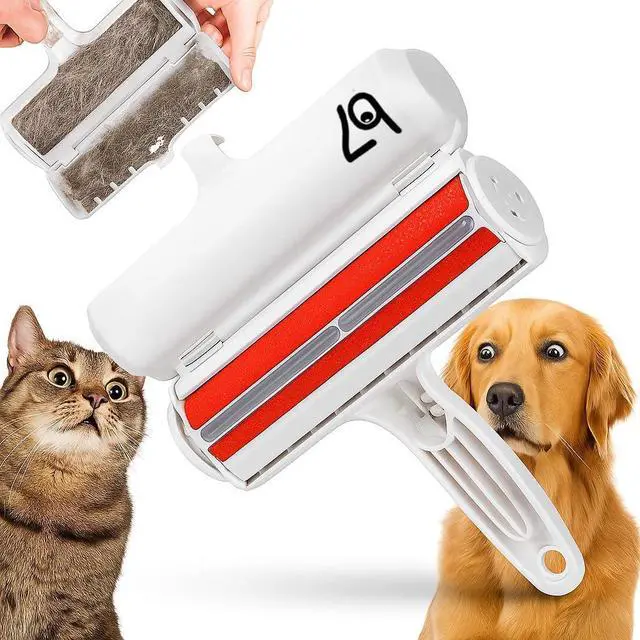 Alt view image 3 of 7 - Pet Hair Remover Roller B7 Reusable, Self-Cleaning Lint Roller for Dogs & Cats Portable Fur Remover for Couch, Carpet, Car White