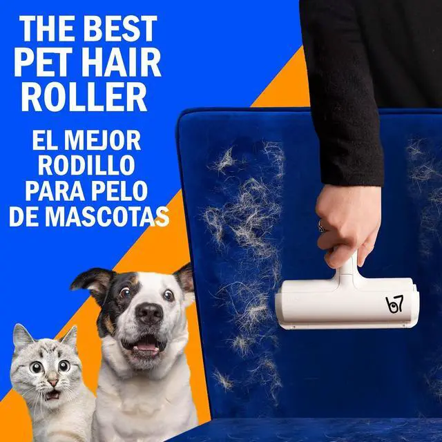Alt view image 4 of 7 - Pet Hair Remover Roller B7 Reusable, Self-Cleaning Lint Roller for Dogs & Cats Portable Fur Remover for Couch, Carpet, Car White