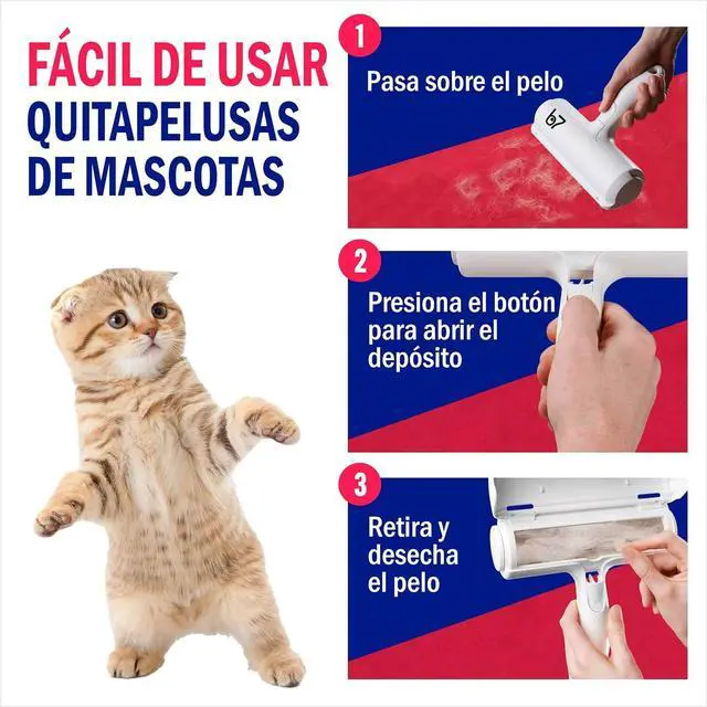 Alt view image 6 of 7 - Pet Hair Remover Roller B7 Reusable, Self-Cleaning Lint Roller for Dogs & Cats Portable Fur Remover for Couch, Carpet, Car White