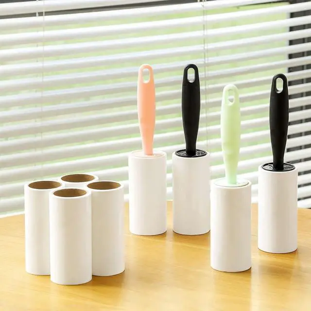 Alt view image 6 of 7 - Lint Rollers for Pet Hair Extra Sticky Lint Roller for Clothes Lint Removal 4 Sticky Rolls with 2 Handles (Black/Black Handles & 4 Refills)
