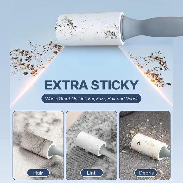 Alt view image 4 of 7 - Pet Hair Lint Rollers, 3 Pack, 90 Sheets Each Reusable Sticky Roller for Pet Hair, Cat & Dog Hair Remover, Lint Remover, Pet Hair Remover for Furniture, Clothing & Cars