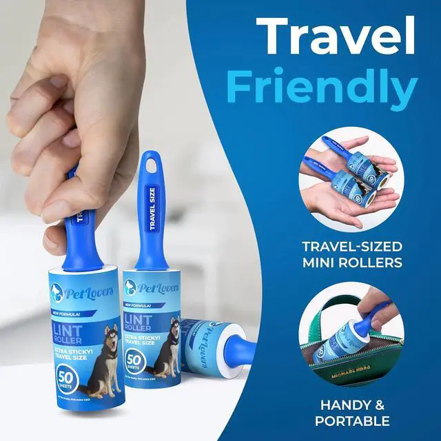 Alt view image 6 of 7 - PetLovers Lint Rollers for Pet Hair Extra Sticky - Lint Remover for Clothes (2 Pack Travel Size)