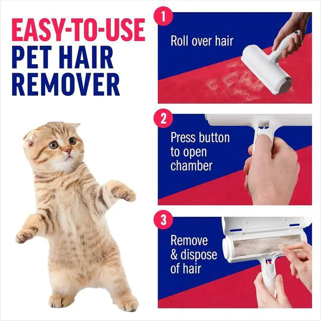 Alt view image 5 of 7 - Pet Hair Remover Roller B7 Reusable, Self-Cleaning Lint Roller for Dogs & Cats Portable Fur Remover for Couch, Carpet, Car White
