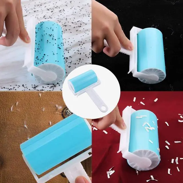 Alt view image 3 of 7 - Reusable Travel Lint Roller 3 Pack, Washable Lint Roller Compact Pet Hair Remover Cleaner with Cover for Clothes, Pet Hairs, Include Large, Medium, Small Size