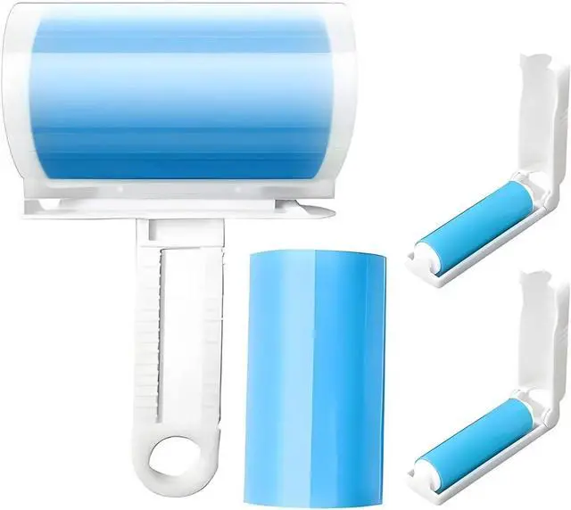 Main image of Reusable Sticky Lint Roller 4 Pack with Cover, Washable Portable Pet Hair Remover for Clothes, Travel, 2 Large and 2 Mini Size for Furniture, Car, Purse