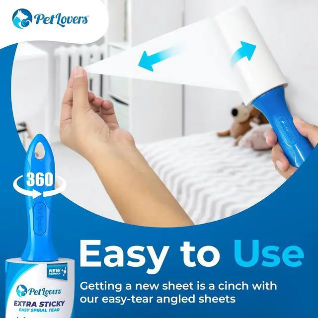 Alt view image 4 of 7 - PetLovers Extra Sticky Lint Roller Mega Value Set for Pet Hair Removal, Dog and Cat Lint Remover (1 Pack)