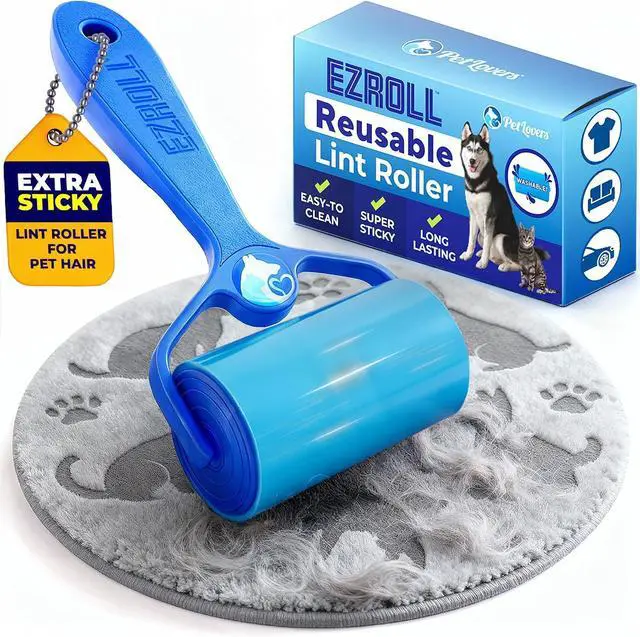 Main image of PetLovers EzRoll Reusable Lint Roller - Sticky for Life & Multi-Purpose Pet Hair, Dust, & Lint Remover for Clothing, Upholstery, & Cars - Sustainable, Washable & Efficient