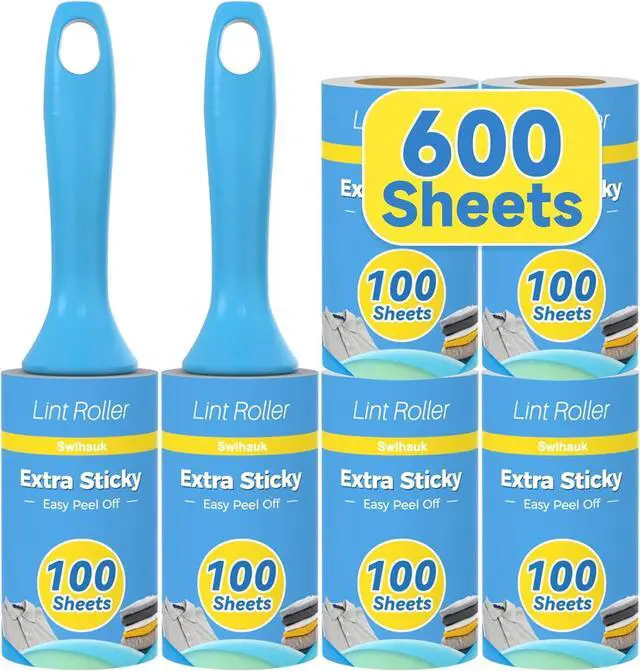 Main image of Swihauk 600 Sheets Extra Sticky Lint Rollers for Pet Hair