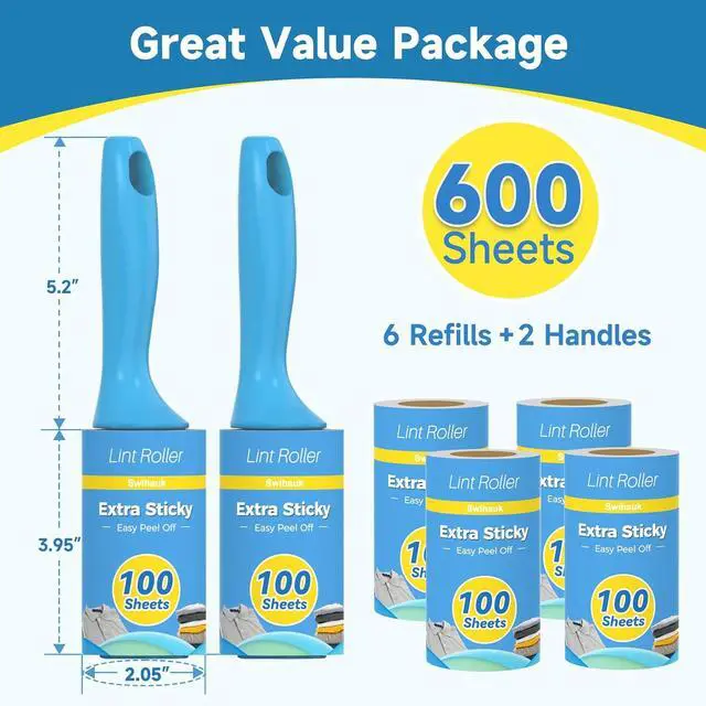 Alt view image 2 of 7 - Swihauk 600 Sheets Extra Sticky Lint Rollers for Pet Hair