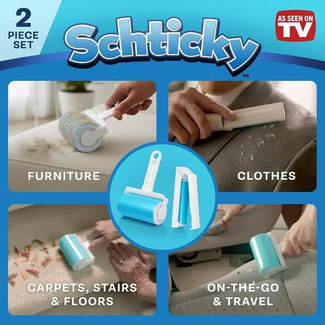 Alt view image 4 of 7 - Schticky 2-Piece Lint Roller Set, Reusable & Washable, Pet Hair Remover