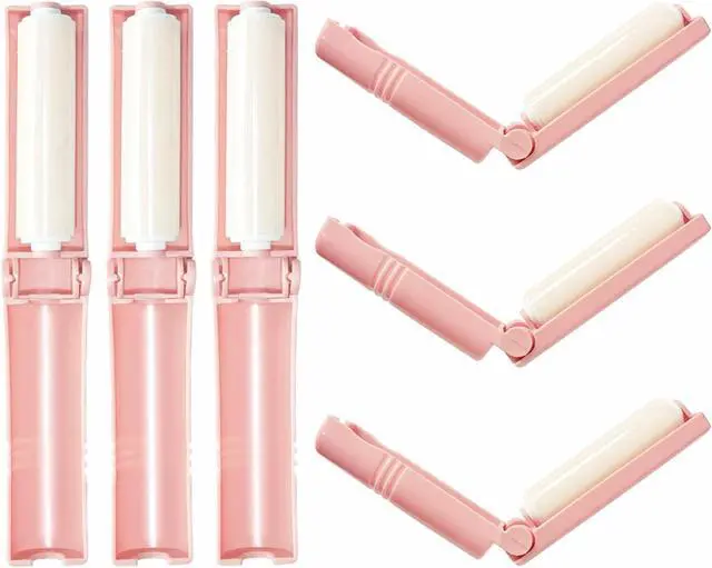 Main image of Mini Reusable Lint Roller 6 Pack, Washable Sticky Gel Lint Remover, Pink