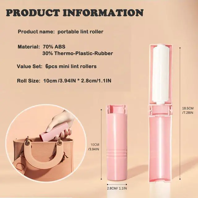 Alt view image 2 of 6 - Mini Reusable Lint Roller 6 Pack, Washable Sticky Gel Lint Remover, Pink