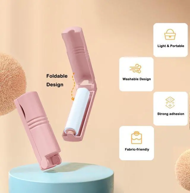 Alt view image 6 of 6 - Mini Reusable Lint Roller 6 Pack, Washable Sticky Gel Lint Remover, Pink