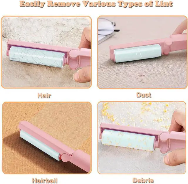 Alt view image 5 of 6 - Mini Reusable Lint Roller 6 Pack, Washable Sticky Gel Lint Remover, Pink