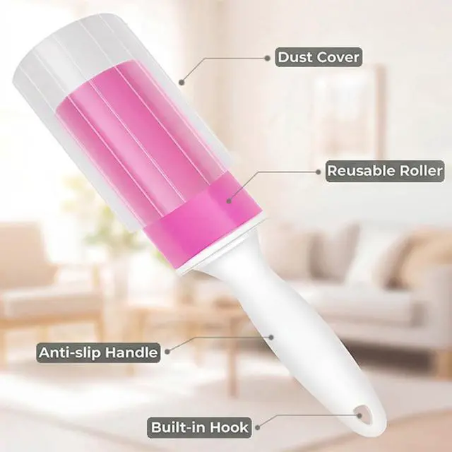 Alt view image 7 of 7 - Washable Gel Lint Roller 3 Pack, Large & Mini Pet Hair Remover, Pink