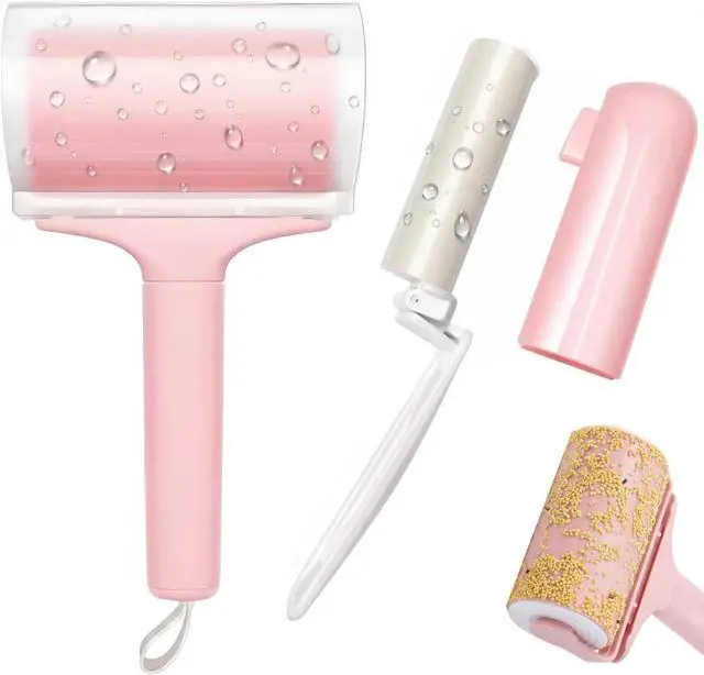Main image of Reusable Lint Roller 2 Pack, Washable Sticky Lint Roller with Cover for Pet Hair, Portable Travel Lint Remover for Clothes, Purse, Furniture, Car, Large Mini Lint Brush for Home and Travel (Pink)