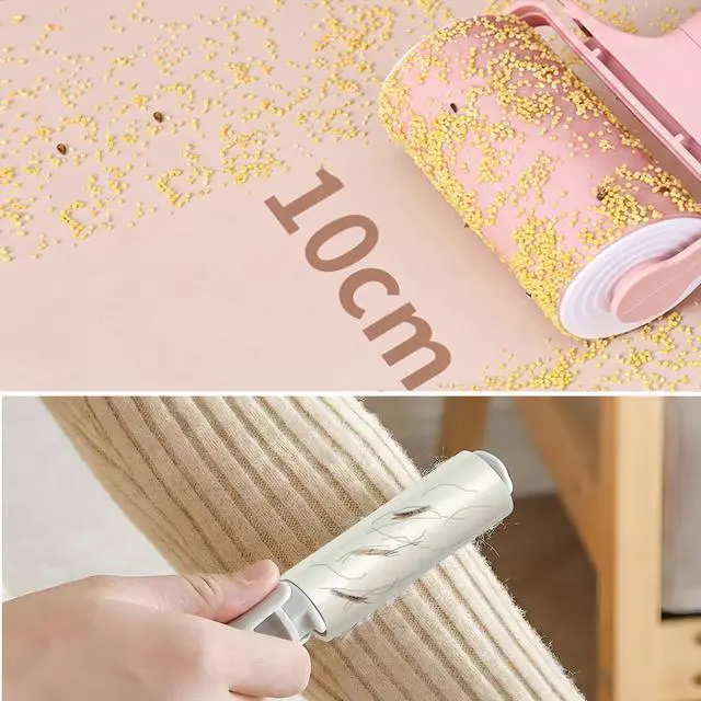 Alt view image 2 of 7 - Reusable Lint Roller 2 Pack, Washable Sticky Lint Roller with Cover for Pet Hair, Portable Travel Lint Remover for Clothes, Purse, Furniture, Car, Large Mini Lint Brush for Home and Travel (Pink)