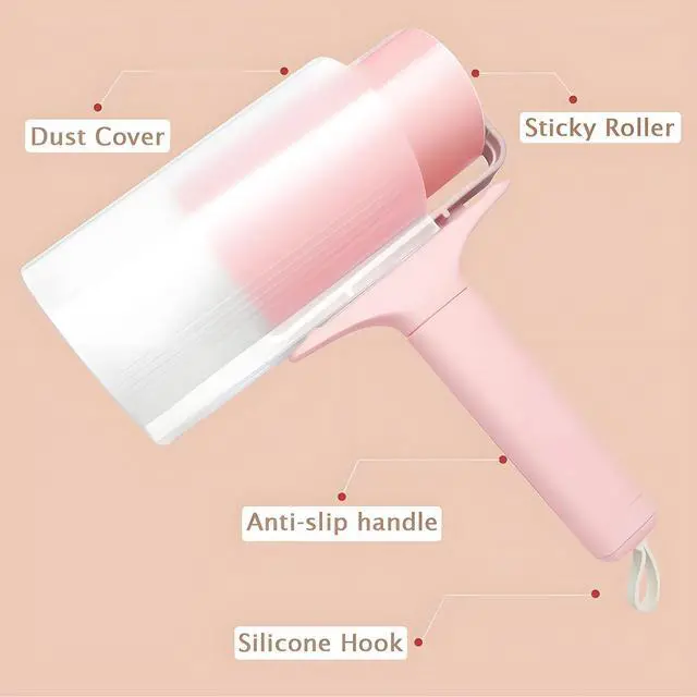 Alt view image 3 of 7 - Reusable Lint Roller 2 Pack, Washable Sticky Lint Roller with Cover for Pet Hair, Portable Travel Lint Remover for Clothes, Purse, Furniture, Car, Large Mini Lint Brush for Home and Travel (Pink)