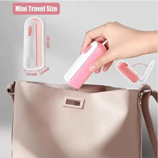 Alt view image 6 of 7 - Reusable Lint Roller 2 Pack, Washable Sticky Lint Roller with Cover for Pet Hair, Portable Travel Lint Remover for Clothes, Purse, Furniture, Car, Large Mini Lint Brush for Home and Travel (Pink)