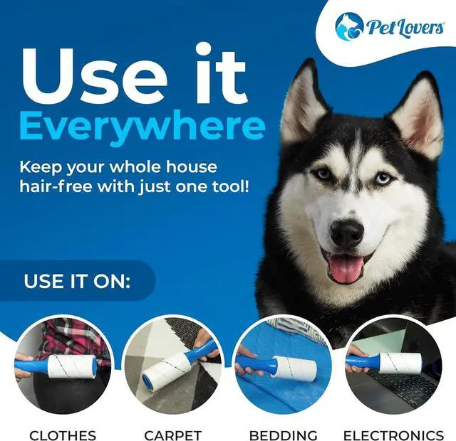 Alt view image 5 of 7 - PetLovers Extra Sticky Lint Roller Mega Value Set 450 Sheets for Pet Hair Removal and Clothes, Dog and Cat Lint Remover 5 Pack