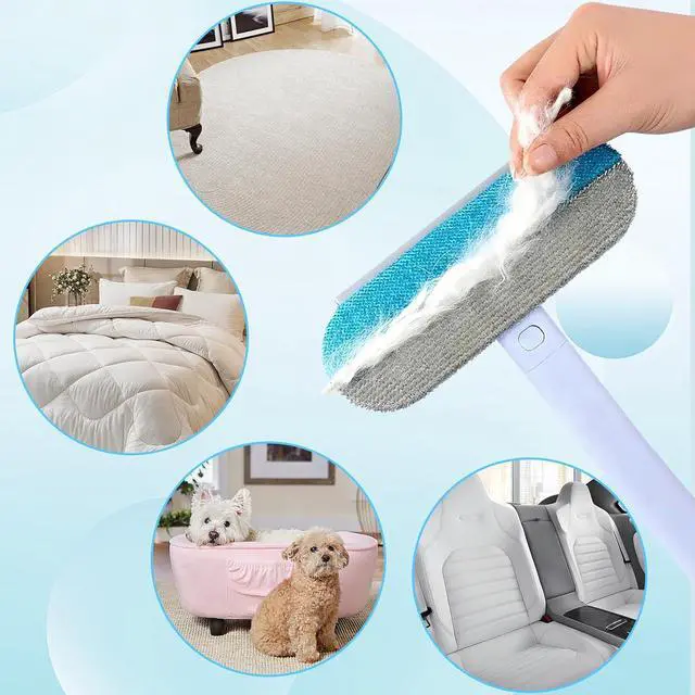 Alt view image 3 of 6 - Morofme Multifunctional Pet Hair Remover Tool 4 in 1 Dog and Cat Fur Removal Brush Pet Hair Remover Adjustable Lint Brush Handle Fur Remover Water Scraper for Window Furniture Carpets Sofa Car Clothes
