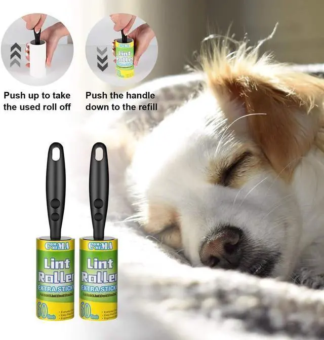 Alt view image 5 of 7 - COMMEMA Lint Rollers for Pet Hair Extra Sticky, Pet Hair Remover Set Brush for Dog & Cat Hair Removal, Clothes, Furniture, 2 Handles with 4 Refills, 240 Total Sheets