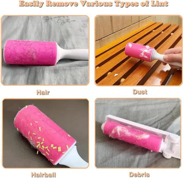 Alt view image 4 of 7 - Washable Gel Lint Roller 3 Pack, Large & Mini Pet Hair Remover, Pink
