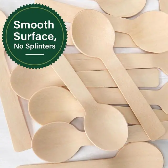 Alt view image 4 of 7 - LotFancy 200 Mini Wooden Spoons, 4 Inch Length, Biodegradable Compostable Eco-friendly Birchwood Taster Spoons
