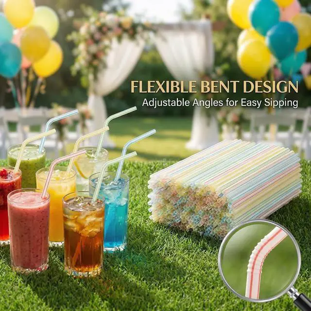 Alt view image 3 of 6 - MAQIHAN 200PCS Disposable Plastic Straws - Flexible Bendy Drinking Straws