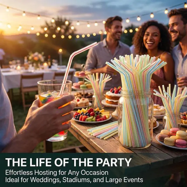 Alt view image 6 of 6 - MAQIHAN 200PCS Disposable Plastic Straws - Flexible Bendy Drinking Straws
