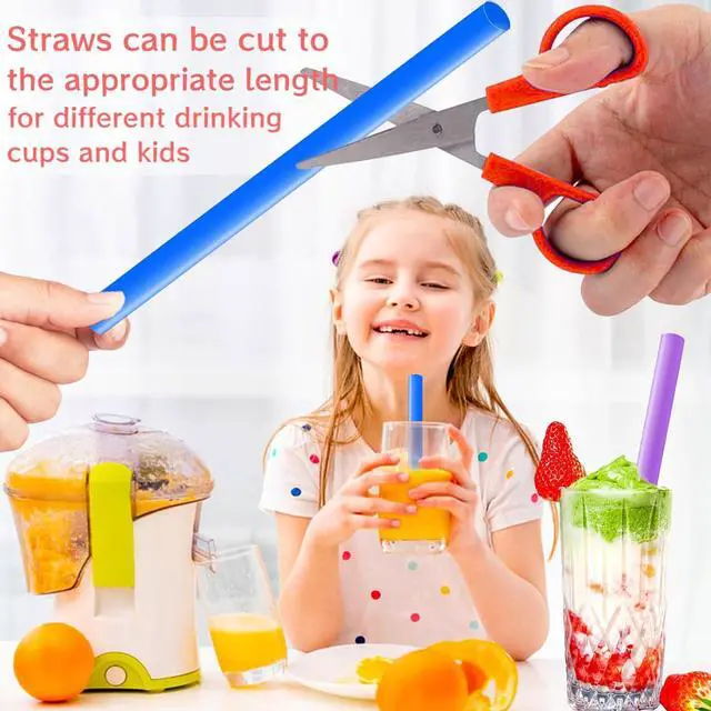 Alt view image 3 of 7 - 100Pcs Jumbo Smoothie Straws,Disposable Plastic Large Wide-mouthed Milkshake Straw for Bubble Tea,Party,Birthday,0.4 x 8.3inch(Colorful)