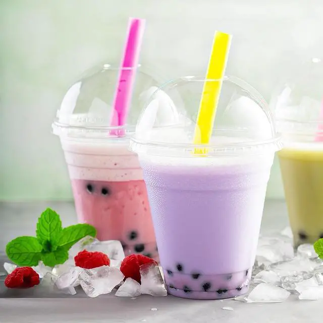 Alt view image 4 of 7 - 100Pcs Jumbo Smoothie Straws,Disposable Plastic Large Wide-mouthed Milkshake Straw for Bubble Tea,Party,Birthday,0.4 x 8.3inch(Colorful)