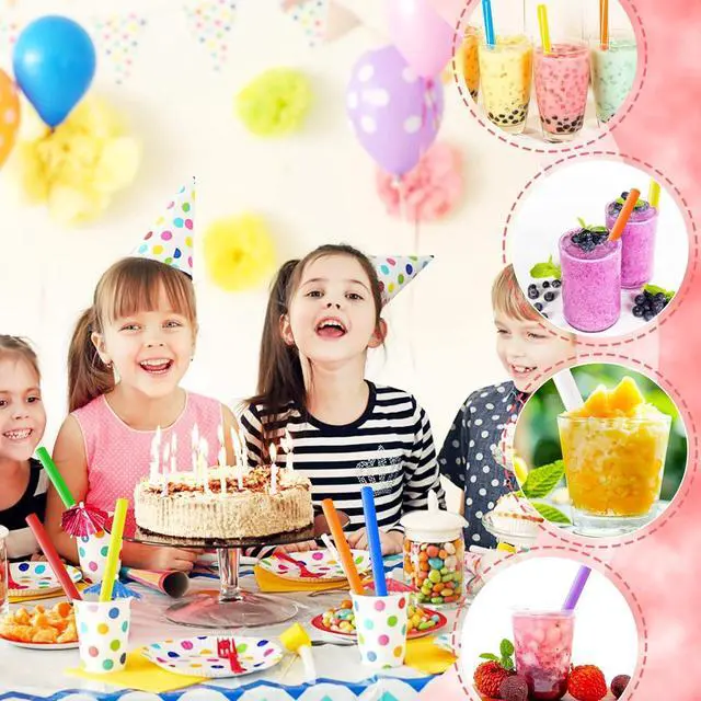 Alt view image 6 of 7 - 100Pcs Jumbo Smoothie Straws,Disposable Plastic Large Wide-mouthed Milkshake Straw for Bubble Tea,Party,Birthday,0.4 x 8.3inch(Colorful)