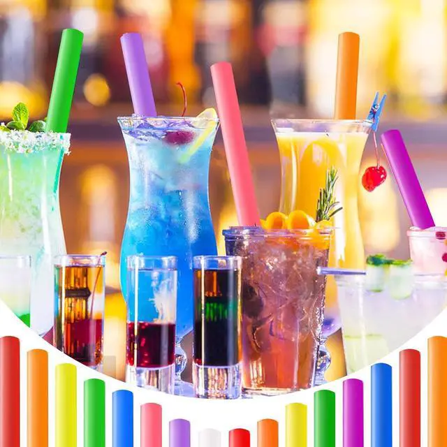 Alt view image 7 of 7 - 100Pcs Jumbo Smoothie Straws,Disposable Plastic Large Wide-mouthed Milkshake Straw for Bubble Tea,Party,Birthday,0.4 x 8.3inch(Colorful)