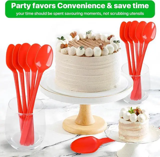 Alt view image 6 of 7 - 8.25" Plastic Spoons, Heavy Duty Disposable Spoons, Long Handle Spoon, Plastic Cutlery for Cocktail Stirring Dessert Milkshakes Ice Cream Tea and Floats (36 Pack)