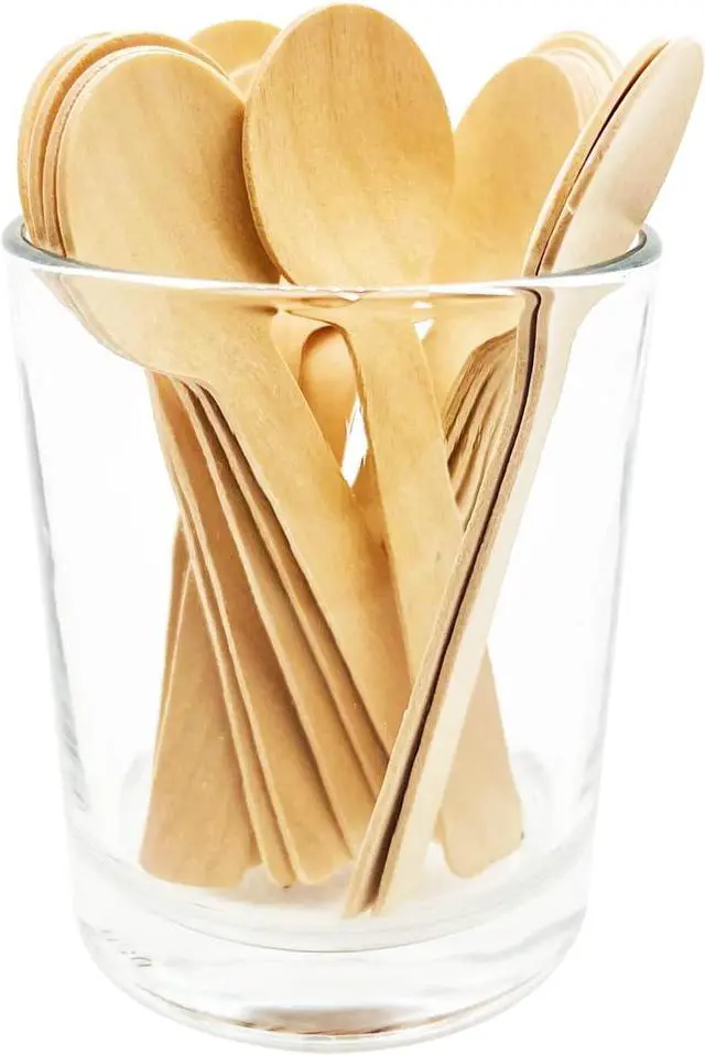 Alt view image 4 of 6 - 200 Pcs Mini Wooden Spoons, 4 Inch Disposable Wooden Dessert Spoons, Biodegradable Compostable Birchwood