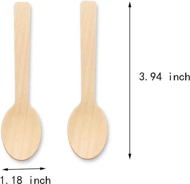 Alt view image 2 of 6 - 200 Pcs Mini Wooden Spoons, 4 Inch Disposable Wooden Dessert Spoons, Biodegradable Compostable Birchwood