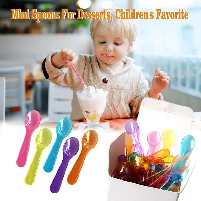 Alt view image 3 of 7 - 100 PCS Mini Sample Spoons, 3 Inch Tasting Colorful Plastic Spoons