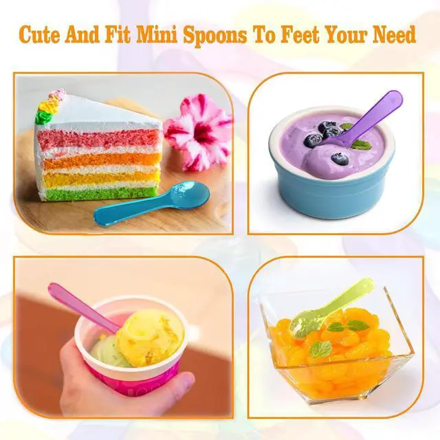 Alt view image 6 of 7 - 100 PCS Mini Sample Spoons, 3 Inch Tasting Colorful Plastic Spoons