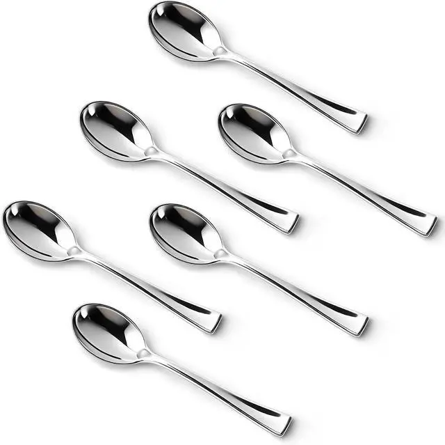 Main image of 120PCS Silver Plastic Mini Spoons Disposable 4 inch Tasting Spoon