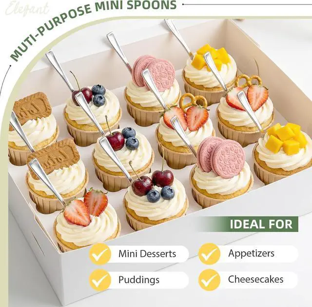 Alt view image 5 of 6 - 120PCS Silver Plastic Mini Spoons Disposable 4 inch Tasting Spoon