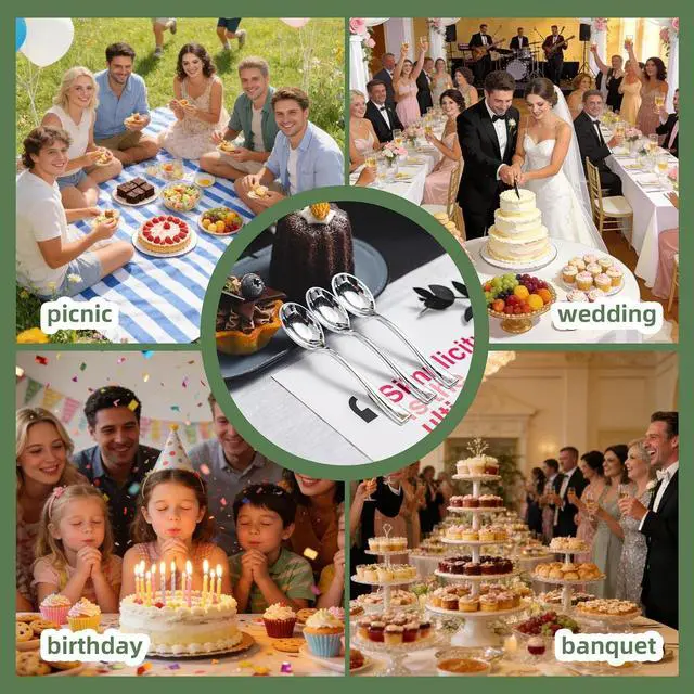 Alt view image 6 of 6 - 120PCS Silver Plastic Mini Spoons Disposable 4 inch Tasting Spoon