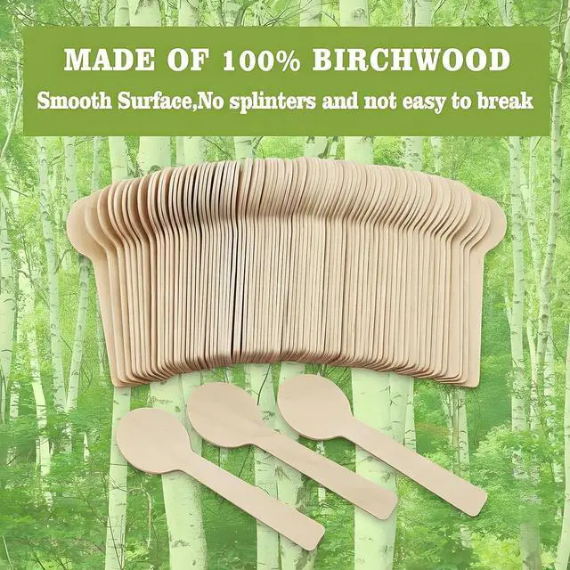 Alt view image 4 of 7 - 200 Mini Wooden Spoons, 4 Inch Wooden Ice Cream Spoons Disposable