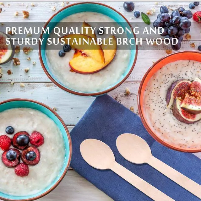 Alt view image 4 of 6 - Wooden Spoons Disposable 6.3" Compostable Spoons 100 Pcs Biodegradable Spoon, Natural Birch Eco-Friendly Suitable for Parties,Camping,Weddings&Dinner Events