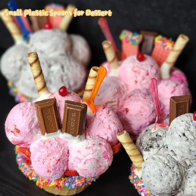 Alt view image 2 of 6 - 200 Pack Mini Plastic Tasting Spoons Disposable Colorful 3" Small Taster Ice Cream Dessert Spoons for Party, Wedding, Christmas, Tasting Ice Cream, Dessert, Yogurt, Cake, Pudding (200)