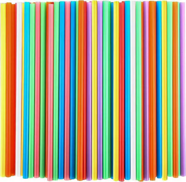 Main image of 100 Pcs Colorful Plastic Straws, Disposable Drinking Straws, 8.26" Long and 0.23'' Diameter