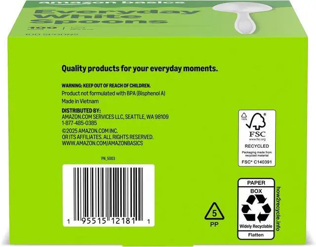 Alt view image 5 of 5 - Amazon Basics Disposable Everyday White Spoons, 100 Count
