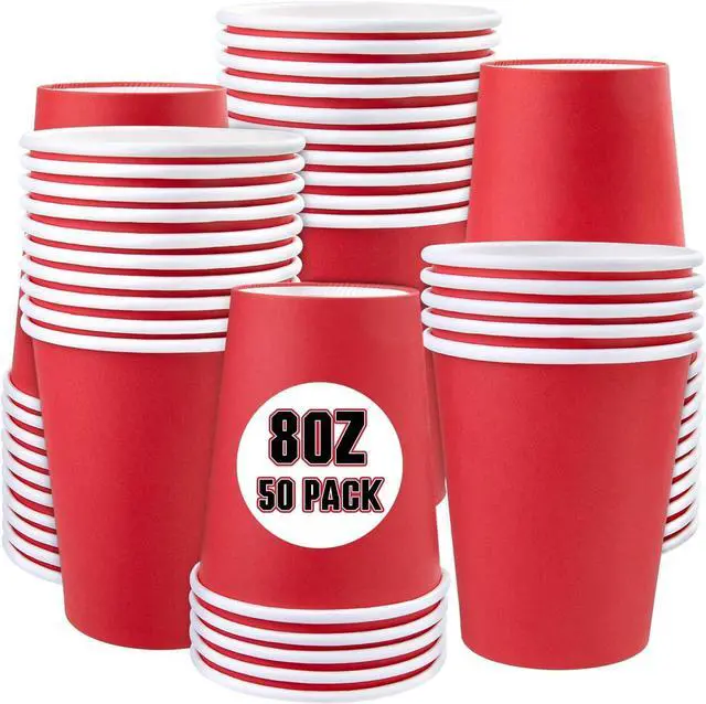 Main image of 50 Pack 8oz Red Paper Cups Disposable Paper Coffee Cups